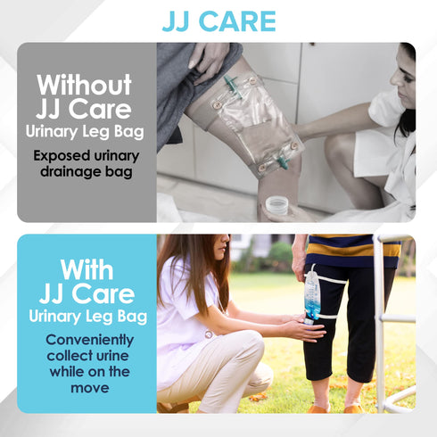 JJ CARE Urinary Drainage Leg Bag - Pack of 3 Catheter Leg Bag, Anti-Reflux Valved Disposable Urine Leg Bag with 18" Drainage Tube & Stepped Connector, 1000 ml Capacity Urinary Drainage Bag